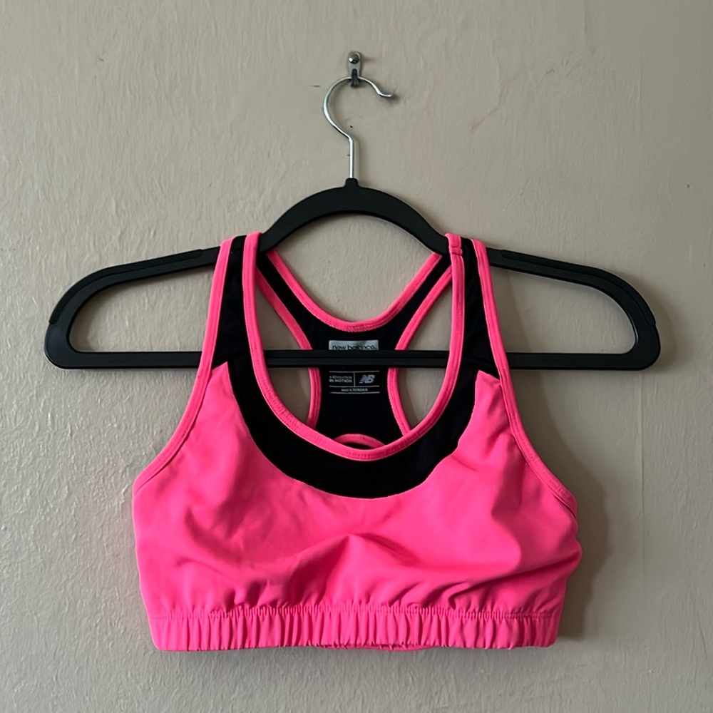 New Balance Hot Pink Lightning Dry Racer Back Sports Bra M